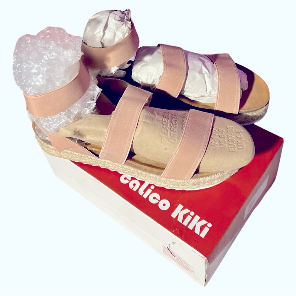 NIB CalicoKiki Kacie02 Womens Espadrille PlatformSlideOn Wedge Sandals-Pink Sz10